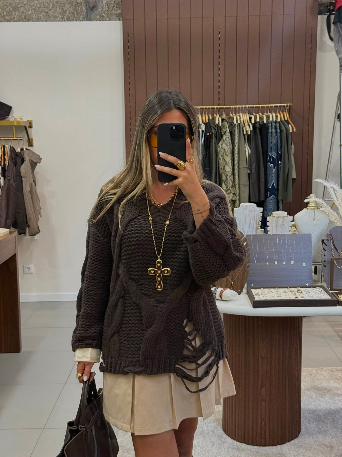 Camisola Malha Castanha