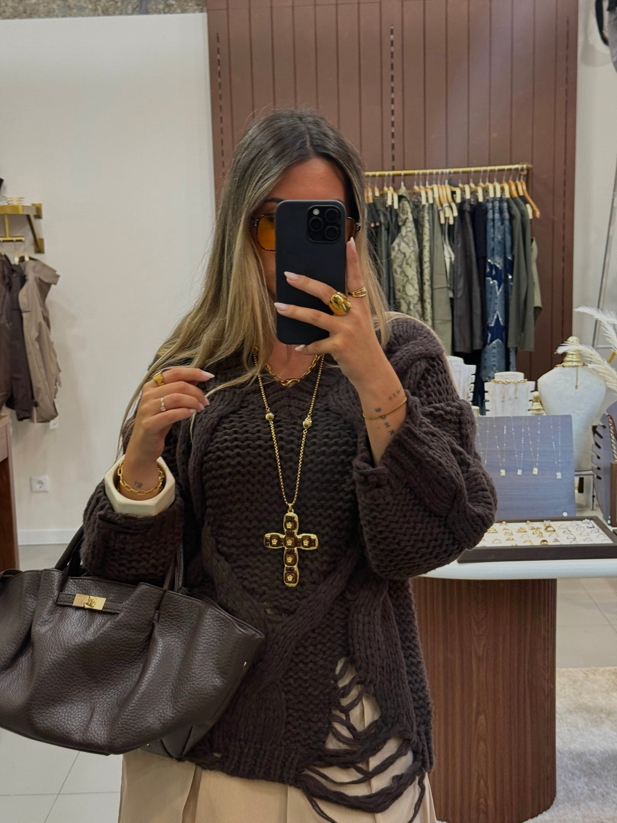 Camisola Malha Castanha