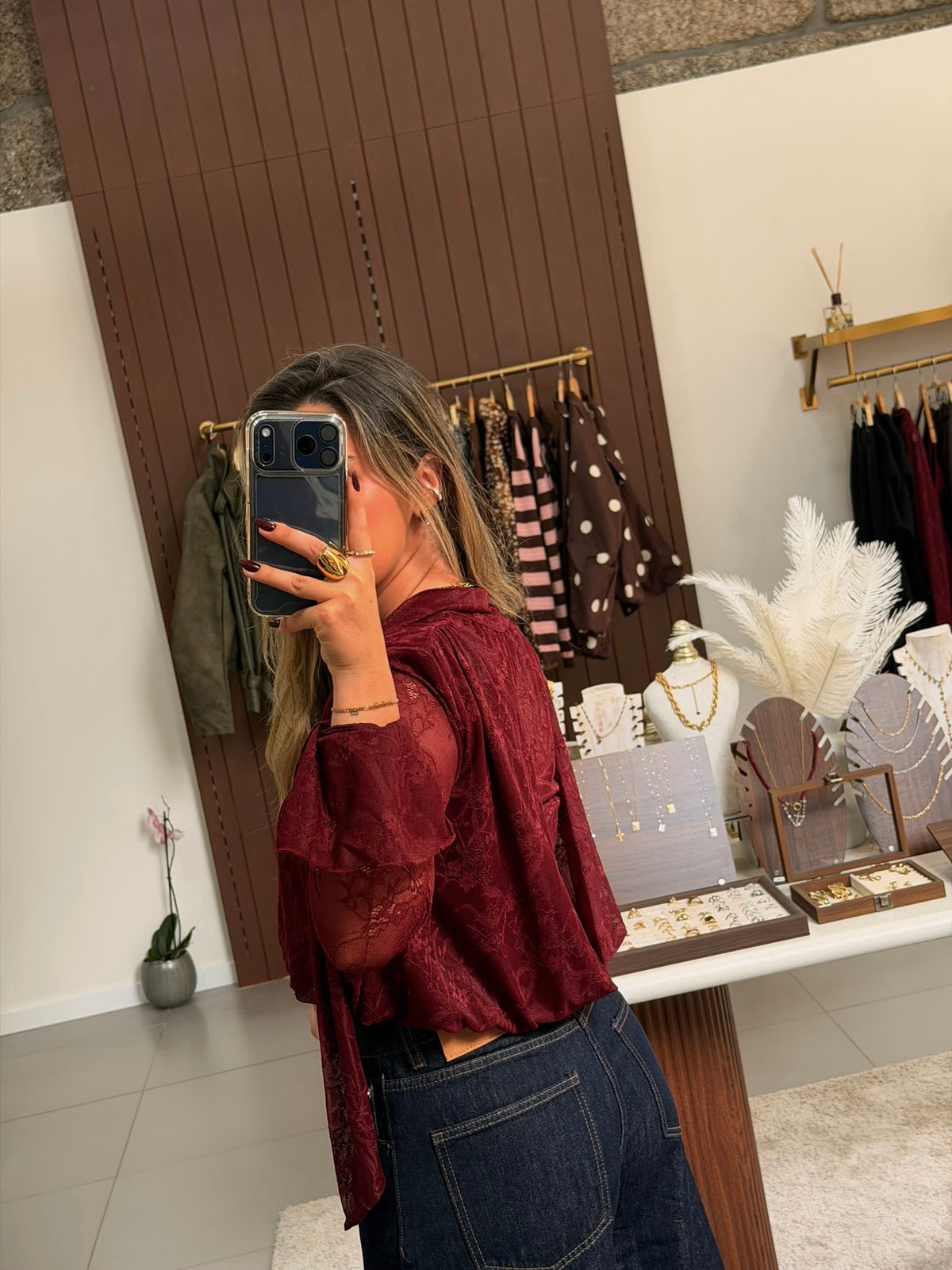 Blusa Bordeaux Lace