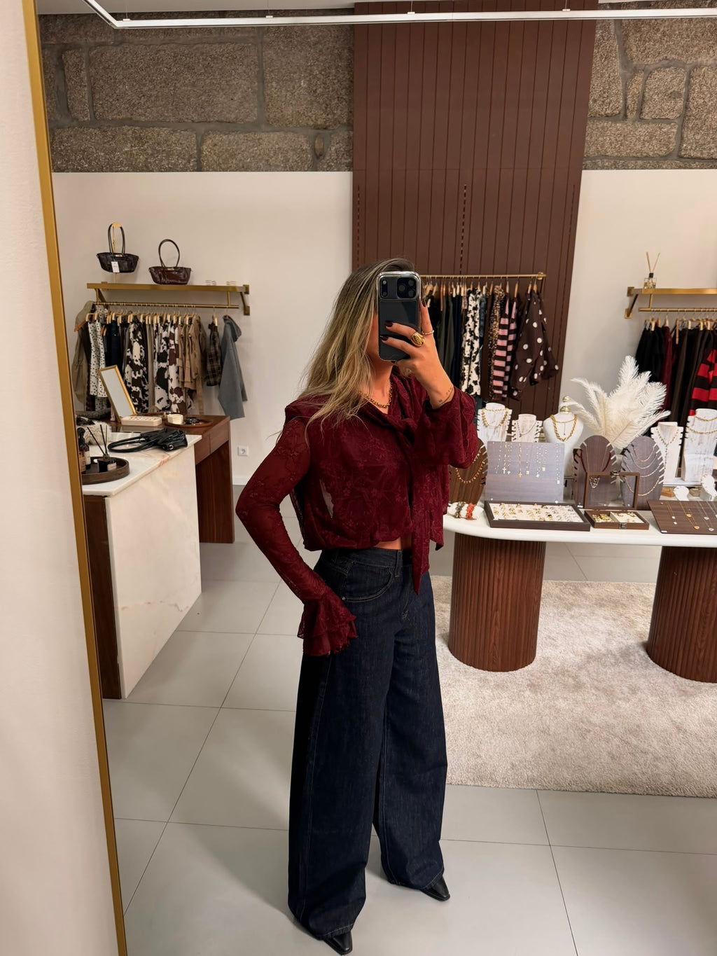 Blusa Bordeaux Lace
