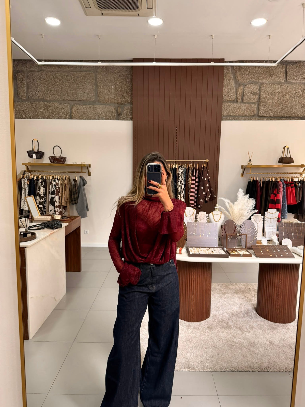 Blusa Bordeaux Lace